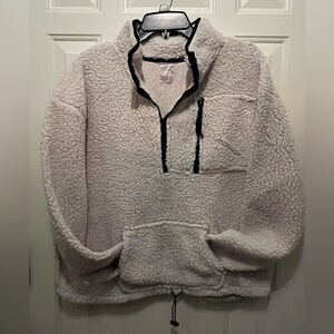 No Boundaries Cream Zip Up Sherpa Sweater